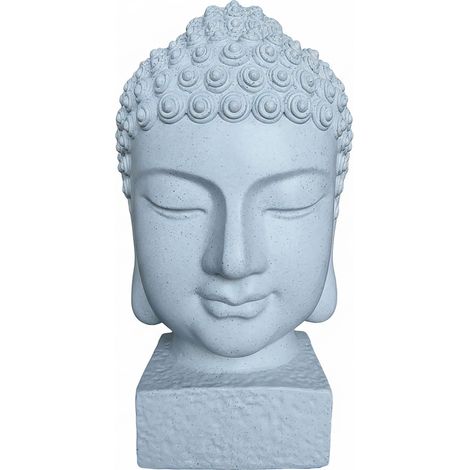 Relaxdays Testa di Buddha, 70x45x45 cm, decorazione zen interno/esterno, resistente alle intemperie e al gelo, bianca