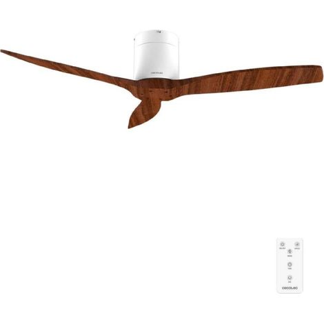Cecotec Ventilador de Techo con Mando a Distancia de 52" EnergySilence Aero 5400 Classic White&DarkWood. Motor DC 40W, 3 Aspas