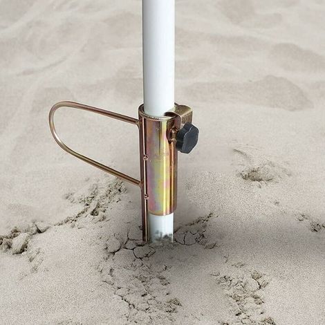 Pied de parasol en métal résistant au vent – Réglable pour tige 25-32 mm – Installation facile sans outils – Idéal pour plage et jardin (1/5)