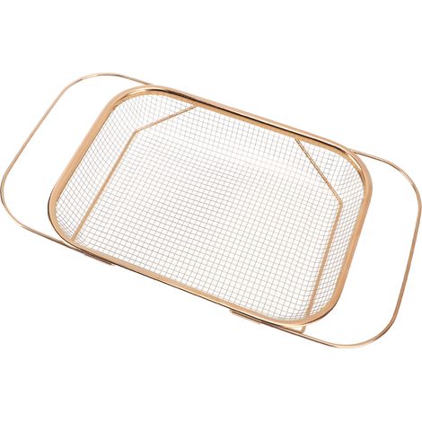 Passoire à suspendre à l'évier, panier égouttoir en acier inoxydable avec poignées, maille fine, extensible, rectangulaire, or rose, indispensable en cuisine (1/5)