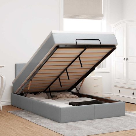 Cama otomana con colchón gris claro 120x190 cm tela vidaXL (1/5)