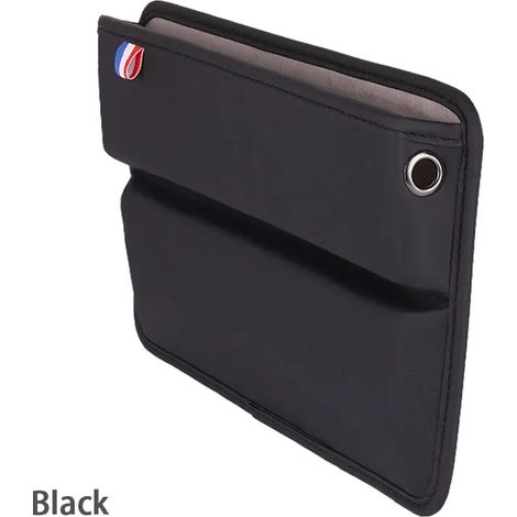 (NOIR, 1 PIÈCE) Sacoche de rangement en similicuir pour siège auto, compartiment latéral, avec ouverture pour câble de charge. (1/5)