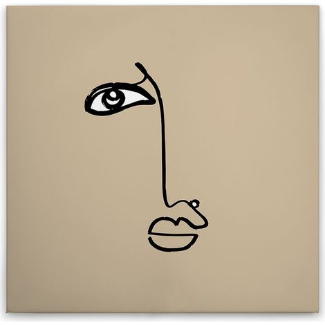 Leinwandbild Abstrakt Oneliner M1-No.51390 - Kunstdruck auf Leinwand in Braun Schwarz - Wandbild 30 x 30 cm (1/5)