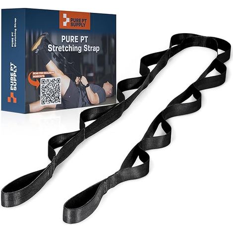 Sangle d'étirement - Non élastique - 10 Boucles - Pour Yoga Physiothérapie Rééducation - 240 cm × 3,8 cm - Nylon Renforcé - 1 Pièce (1/5)