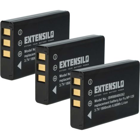 EXTENSILO 3x Akku kompatibel mit Fujifilm FinePix F11 Zoom, F10, F11, 603, M603, M603 Zoom, F10 Zoom Kamera (1800 mAh, 3,7 V, Li-Ion) (1/5)
