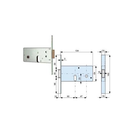 SERRATURA INFILARE PROFILATI 2 MANDATE E SCROCCO MM.64 H 804- - mm.60 (804601) - 2 pezzi MG