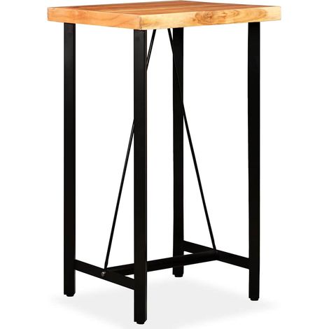 Ensemble de bar 3 pcs  Meubles de salle à manger Bois d'acacia Cuir véritable et toile (1/5)