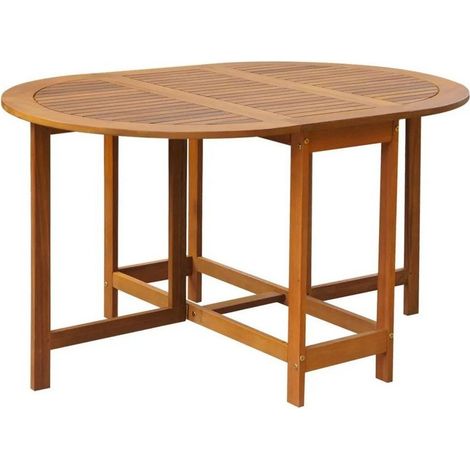 Table de jardin ovale pliable acacia massif clair Woun 130cm (1/3)