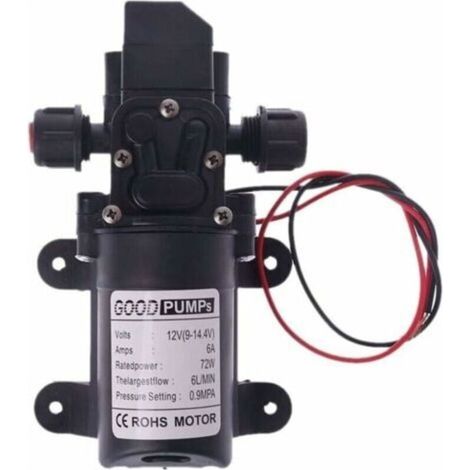 12V DC 70W 130 FT 6 L/min Hochdruckwasserpumpe mit Membran-Ansaugung (Spannung: 12V) (1/5)
