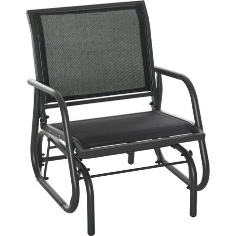 Schaukelstuhl Garten Gartenstuhl Relaxstuhl Gartenschaukel Metall Schaukel Stuhl Für Terrasse Balkon Mesh Schwarz 75 X 66 X 85 Cm