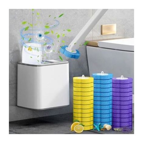 Brosse WC Jetable, Brosse WC avec Support, Nettoyage en Profondeur Balai Toilette WC, Brosse Toilette avec 36 Têtes de Rechange, Br (1/5)