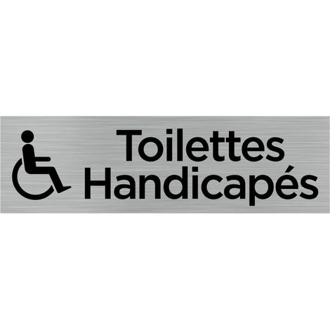 Pictogramme TOILETTES HANDICAPES (Q0064).- Adhésif aspect aluminium brossé - (1/5)