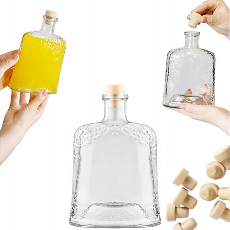 Botella de vidrio ICE de 500 ml con corcho para whisky, vino, licor y alcohol.