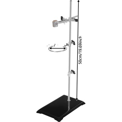 Soporte de laboratorio, altura regulable, soporte multiusos, color negro. (1/2)
