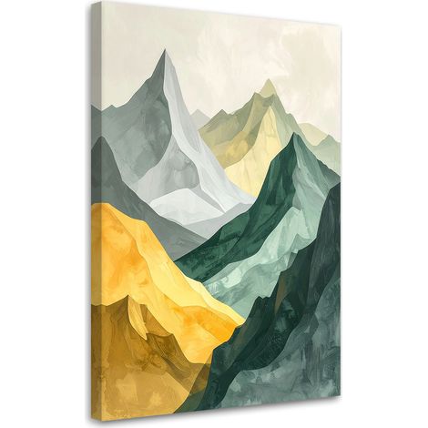 Toile Imprimée, Vue sur les montagnes Pastel abstrait vert beige,20x30 (1/4)