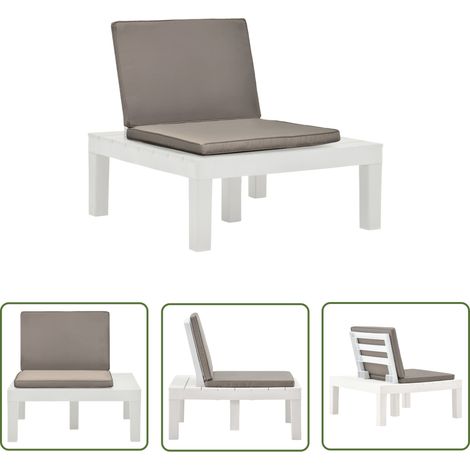 The Living Store Chaise de salon de jardin avec coussin Plastique Blanc - Chaise De Jardin - Fauteuil De Jardin - Mobilier De Jardin - Décoration Extérieure - Chaises Pliantes (1/5)