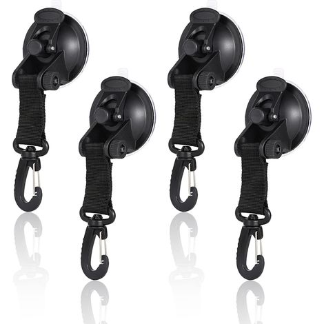 CSPARKV - 4 ventosas de anclaje para trabajo pesado con gancho de amarre, ventosas de fijación para toldo de coche, carpas laterales, lona de camping, accesorio (1/5)