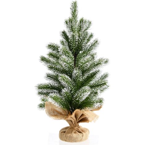Sapin de noël miniature 50 x 50 x 50 cm effet neigeux lumineux ambiance cosy décoratif en PE vert