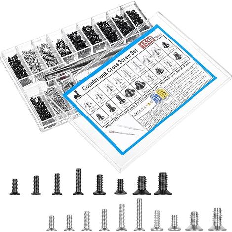 Vis à Bois, Petites Vis Autotaraudeuses à Tête Fraisée Cruciforme, Micro Vis pour lunettes, montres, téléphones, appareils électroniques (M1.2/M1.4/M2) (1/5)