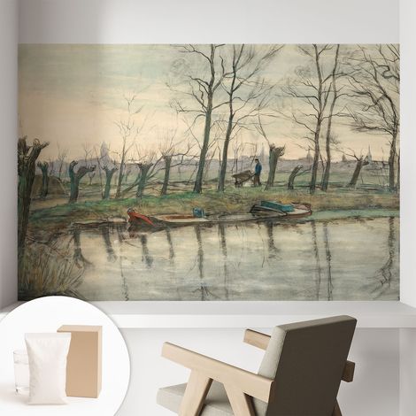 Papier peint intissé avec imprimé installation simple qualité excellente sans désordre - Colle incluse gratuite Paysage hivernal 104x70 cm (1/5)