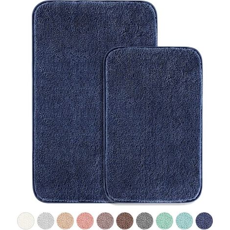 Tapis De Bain - Microfibre - 50 X 80 Cm Et 40 X 60 Cm - Antidérapant - Lavable En Machine - Lot De 2 (1/5)