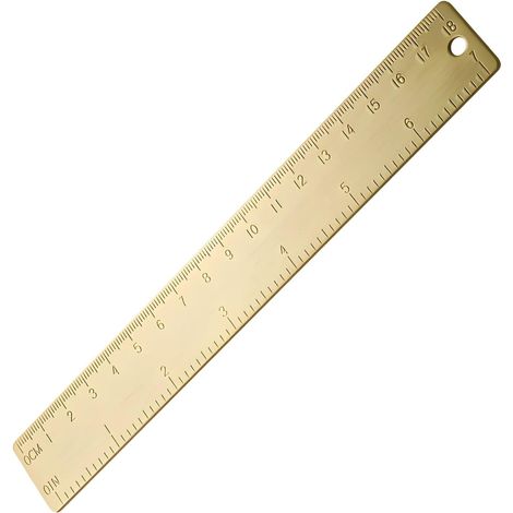 Règle générique vintage en laiton, 18 cm, double échelle, dorée (1/5)