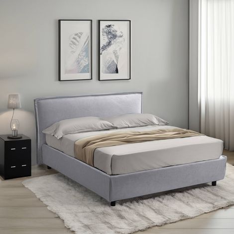 Cama Doble Brunate, Colchón Incluido, Hecho en Italia, Gris (1/5)