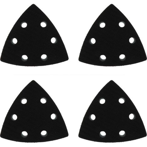 Lot de 4 tampons de polissage pour ponceuse triangulaire 90 x 90 mm, tampons de polissage en éponge souple triangulaire à 6 trous, adaptés à toutes les ponceuses triangulaires standard (1/5)