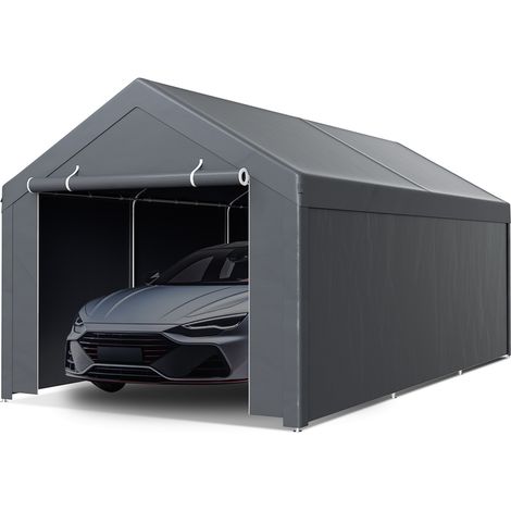 Wolketon Tenda da esterno per lo stoccaggio 3 x 6 m grigia, telo in PE e tubi in acciaio zincato