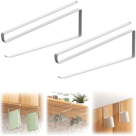 Porte-rouleau de papier essuie-tout sans perçage - Pour cuisine et salle de bain - Blanc (1/5)