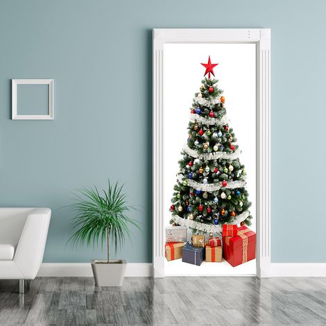 Autocollants décoratifs pour vitrines et portes, sapin de Noël (1/5)