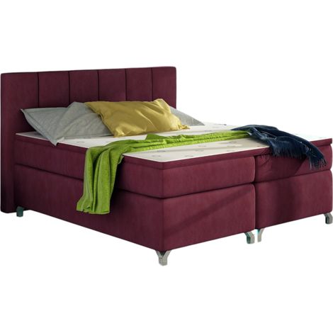 Lit boxspring 180x200 tissu bordeaux Balfor (1/4)