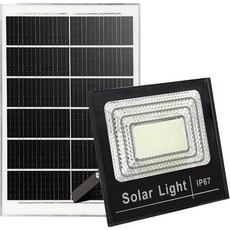 Crea – Projecteur solaire LED 200 W – Panneau solaire IP65 – Télécommande – Minuterie – Silicium polycristallin – ABS haute dureté (1/3)