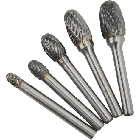 Set de 5 fraises carbure double coupe, queue de 6mm, pour polissage de surfaces aviation, auto et marine (1/5)
