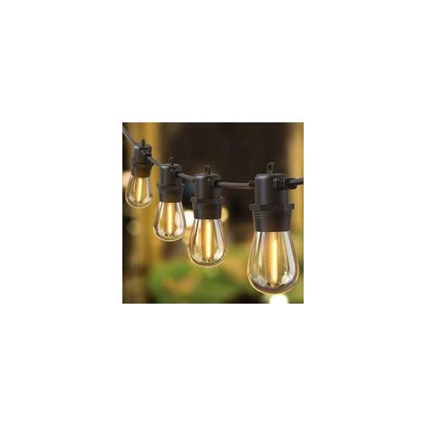 IP65 Etanche Guirlande Lumineuse Guinguette Extérieure Connectable, 15 Ampoules S14 LED Guirlande Guinguette Intérieure 16M, Décoration Eté Mariage