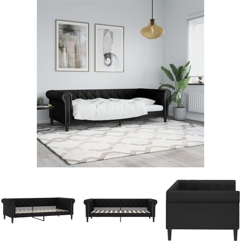 The Living Store Tagesbett Schwarz 90x200 cm Kunstleder - Betten & Bettgestelle (1/5)