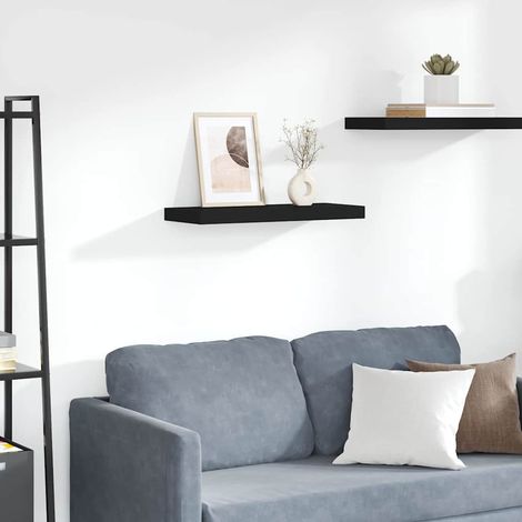 323832 vidaXL Floating Wall Shelf Black 60x23,5x3,8 cm MDF (1/5)