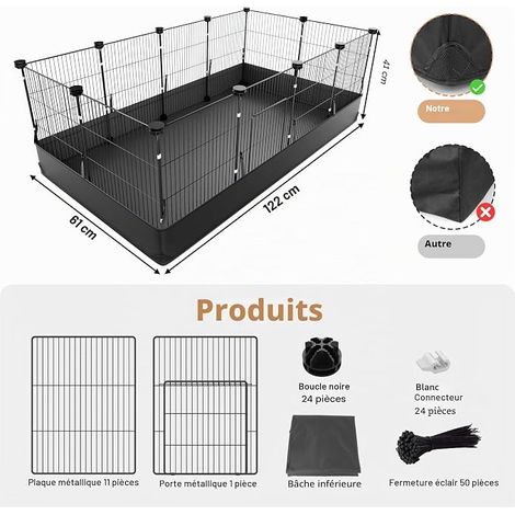 Enclos pour cochons d'Inde avec Doublure de Sol imperméable pour Hamsters, Lapins, Tortues, hérissons, Chiots, Chatons et Petits Animaux 122 cm x 60 cm x 40 cm