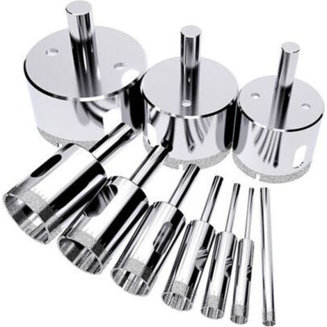 10-teiliges Lochsägen-Set, Fliesenlochschneider, Diamantsäge (Lösungsmittel für Glas, Porzellan, Keramik, Granitstein) 6–50 mm
