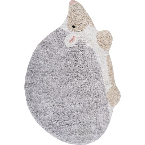 Alfombra de algodón 80 x 120 cm habitación infantil con forma de erizo gris Hedgy (1/5)