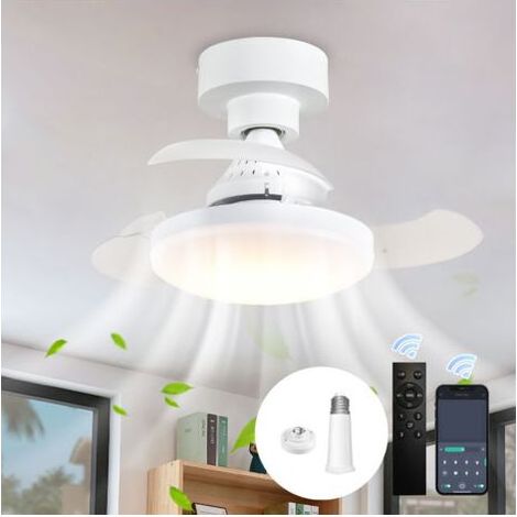 Ventilateur de plafond rétractable sans pales – Lumière LED dimmable 3000K à 6000K – 4 vitesses – Télécommande – Installation câblée (1/5)
