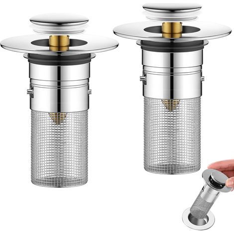 CCYKXA 2-Piece Bathroom Sink Plug, Universal Pop-Up Sink Plug 34-40mm with Hair Strainer, Bathtub Plug for Kitchen, Bathroom, and Sink