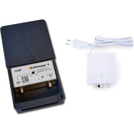 Kit Préamplificateur d’Antenne TV Johansson pour TNT HD avec Filtre 5G/LTE Actif Et avec Alimentation. Kit Pré-Amplificateur UHF 15