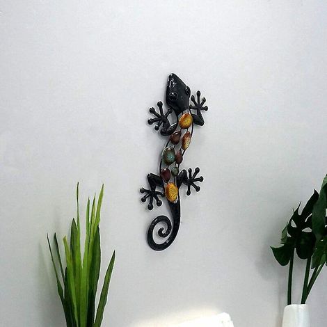 mtal Gecko Dcoration Murale Extrieure Lzard Jardin Art Dcorations Suspendues Pour Patio Ou Clture, 18 Pouces De Long