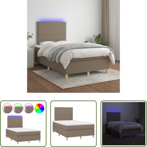 vidaXL LED-Streifen - Boxspringbett mit Matratze & LED Taupe 120x200 cm Stoff (1/5)