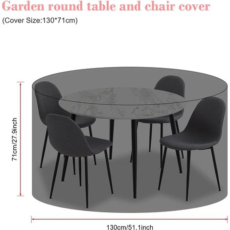 MOONSTARS Housse pour Meubles de Jardin Ronde, Housse de Protection Table de Jardin en Tissu Oxford Robuste pour Salon de Jardin Bâche Housse Ronde (Ø130x71cm) (1/4)