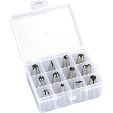 12-teiliges Spritztüllen-Set für Blumen-, Kuchen- und Cupcake-Dekoration, DIY-Dekorationswerkzeuge. (1/5)