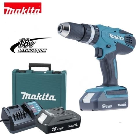 Trapano avvitatore a batteria c/percussione 18V Litio c/batteria di riserva Makita - HP457DWE (1/2)