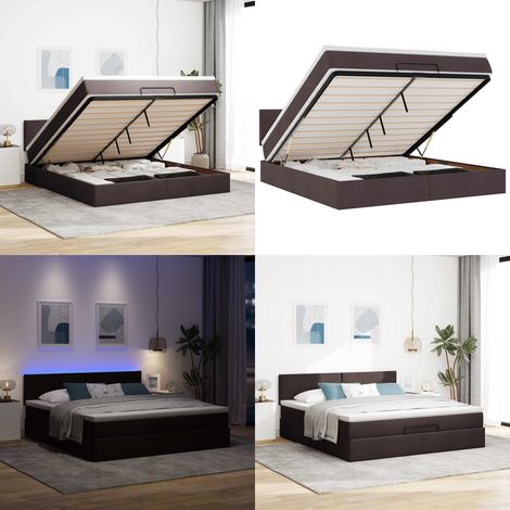VidaXL Cadre de lit ottoman avec matelas marron foncé 160x200 cm tissu (1/5)