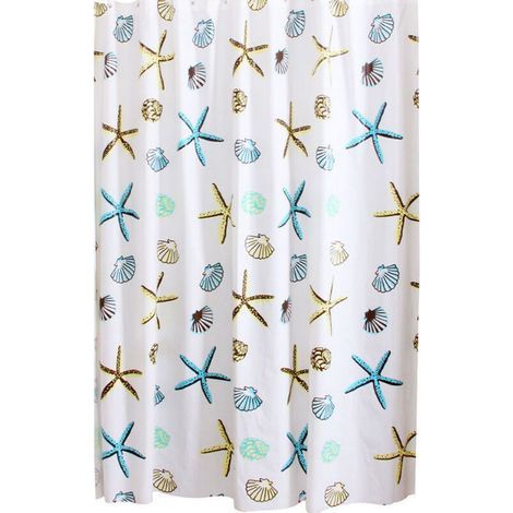 Rideaux de Douche Imperméable Anti-moisissure PEVA étoile de mer Rideaux décoratifs de Salle de Bains pour la Maison et l\'hôtel (1/4)